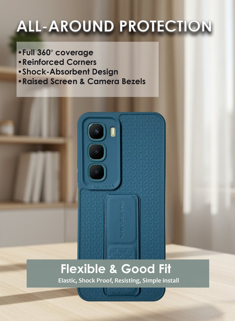 Infinix Hot 60 4G Hand Grip Case Cover - Magnetic Hand Grip Holder & Kickstand - Strong Grip for Magnetic Car Holder, Stylish Silicone Case & Functional, Ultimate Convenience & Hands-Free Viewing - Green - Image 4
